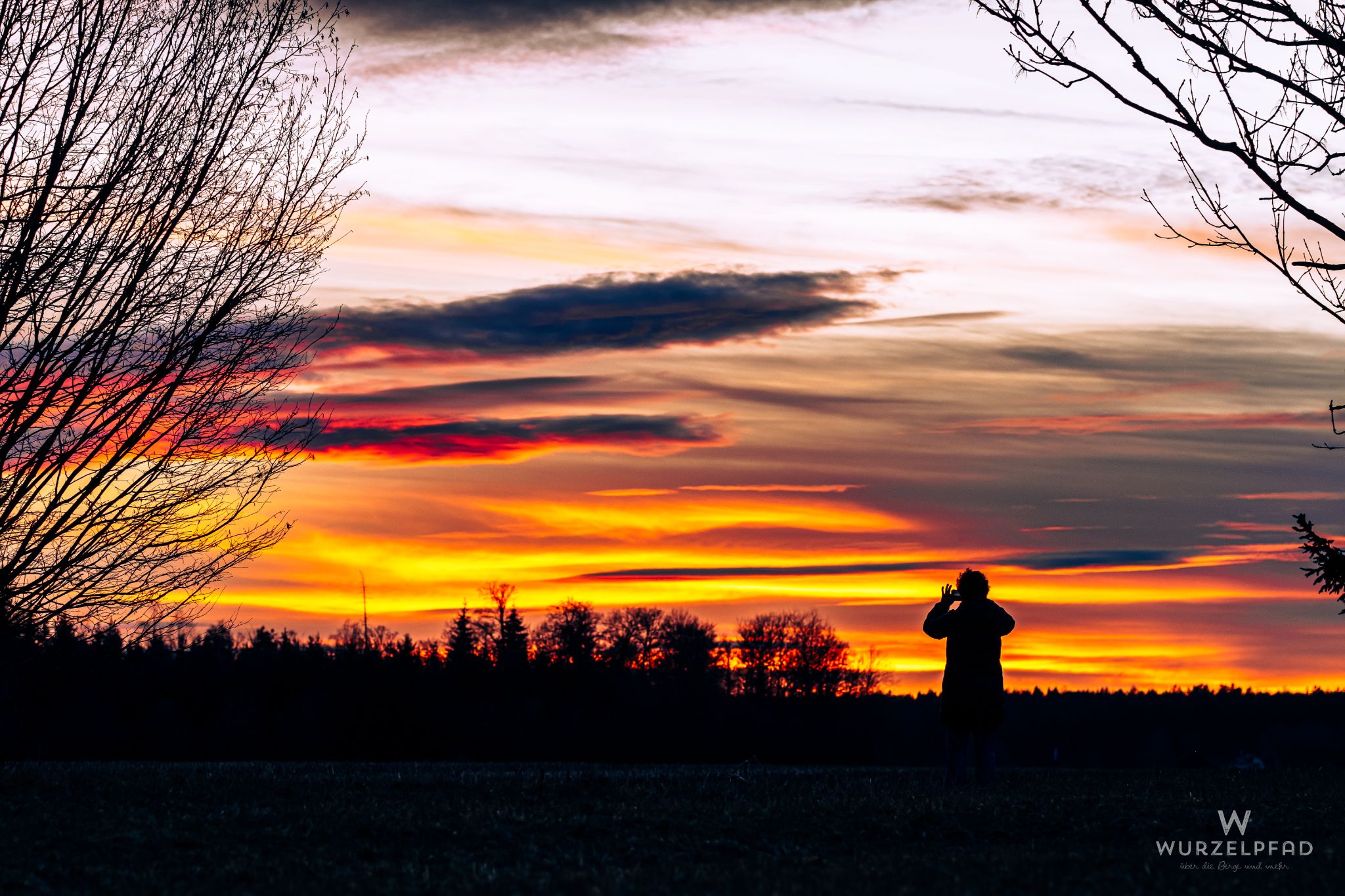Silhouette Person Sonnenaufgang Landschaft